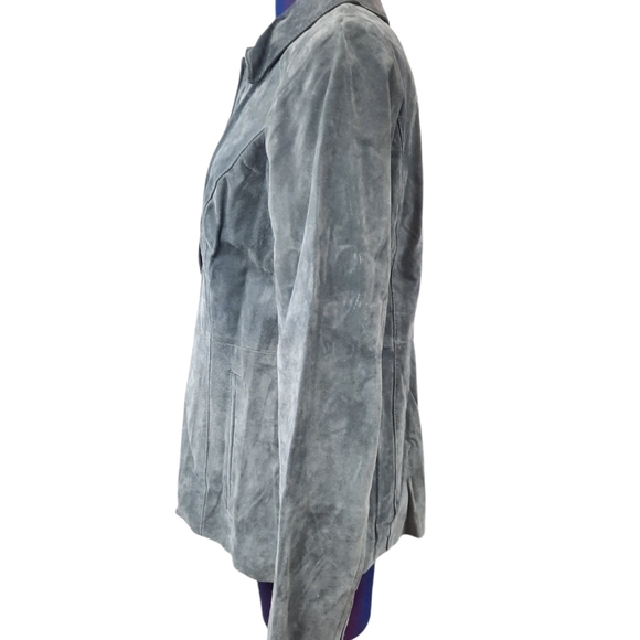 Y2K Style Leather Jacket Dennis by Dennis Basso Gray Size Small Women's - Picture 7 of 10